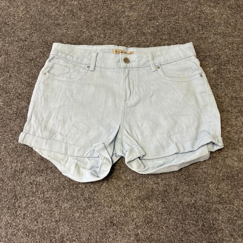 Denim Co. Shorts Womens Size 4 Blue Denim Rolled Cuff Stretch Casual Stained